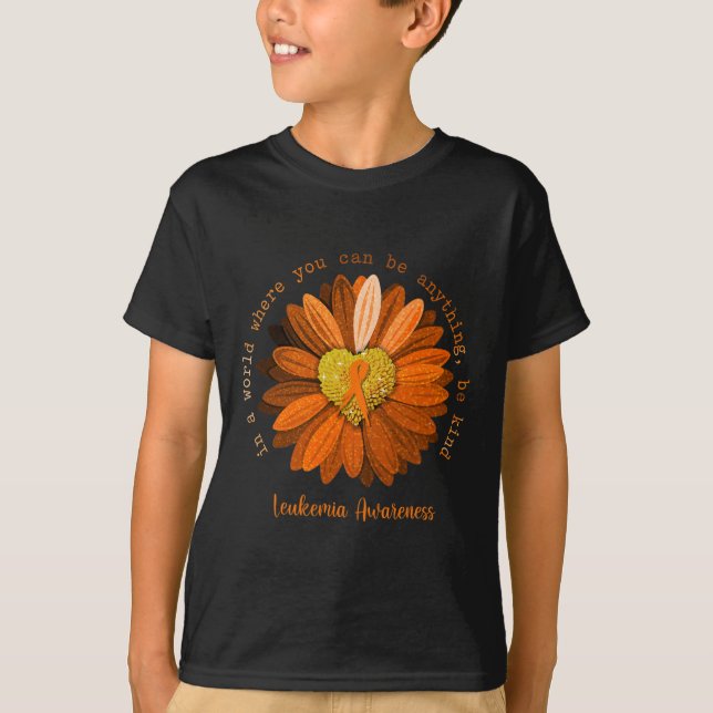 Camiseta Daisy Be Kind Leukemia Sensibilização Laranja Fita (Frente)