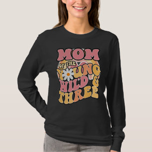 Camiseta Daisy Birthday Mãe Jovem Selvagem e 3 Boho 3º Aniv
