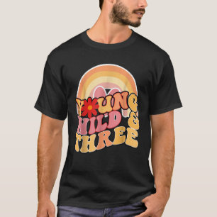 Camiseta Daisy Birthday Young Wild 3 Boho aniversário de 3 