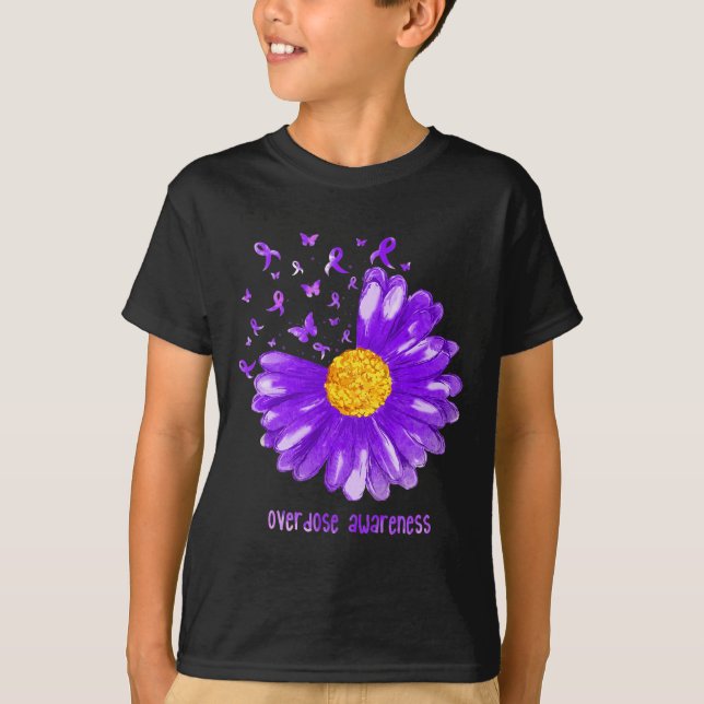 Camiseta Daisy Butterfly Roxo Sensibilização para a Sobredo (Frente)