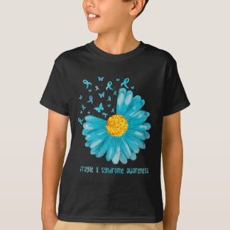 Camiseta Daisy Butterfly Teal Ribbon Fragile X Síndrome de 