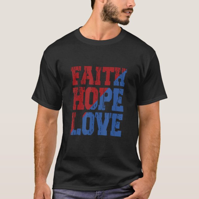 Camiseta Daisy Christians Deus 4 de julho Faith Hope Love B (Frente)