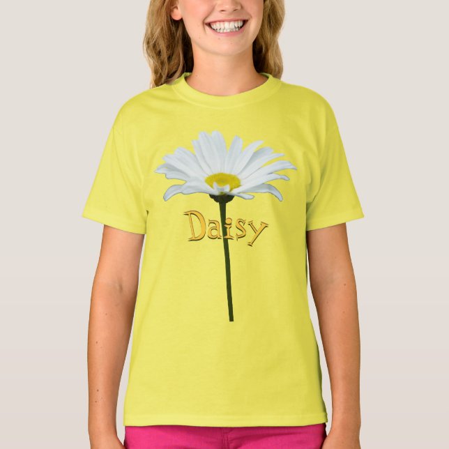 Camiseta Daisy da Criança Personaliza Camisa Flor  (Frente)