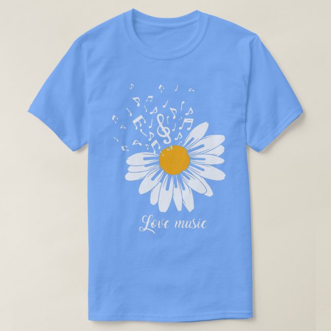 Camiseta Daisy Flower Love Music Piano Flower Petals Music (Frente do Design)