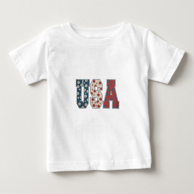 Camiseta Daisy Flower USA Flag 4° do Patriótico de julho (Frente)