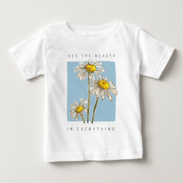 Camiseta Daisy Flowers Beauty Slogan (Frente)