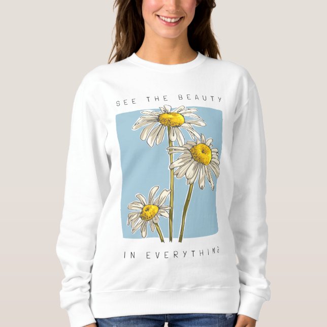 Camiseta Daisy Flowers Beauty Slogan (Frente)