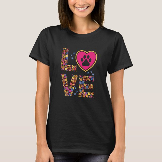 Camiseta Daisy LOVE Letters Animal Paw Prints (Frente)