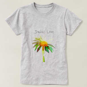 Camiseta Daisy love slogan da moderna aquarela