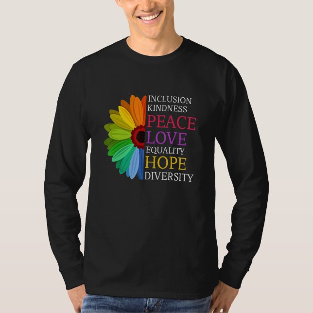 Camiseta Daisy Peace Love Igualdade Diversity Human Rights  (Frente)