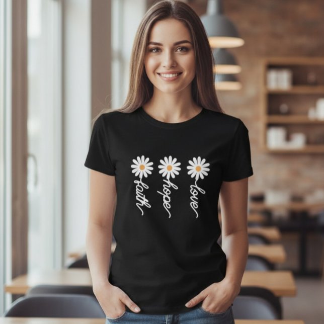 Camiseta Daisy Shirt, Wildflower Shirt, love, hope, faith (Criador carregado)