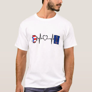 Camiseta Dakota do Norte Peurto Rico Heartbeat Peurto Rican