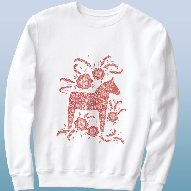 Camiseta Dala Horse Red e White Suecos (Red and white Swedish Dala horse sweatshirt)