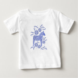 Camiseta Dala Horse, Sueco, Indigo Blue Baby T Shirt