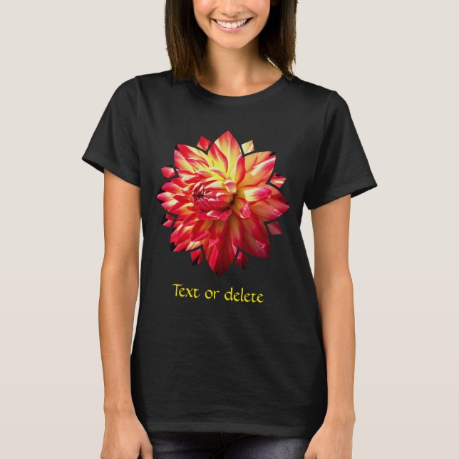 Camiseta Dália Amarela e Vermelha Personalizada (Frente)