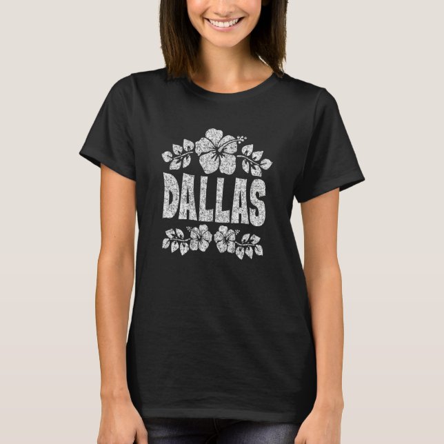 Camiseta Dallas Flowers Distressed White Print (Frente)