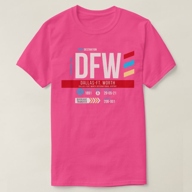 Camiseta Dallas Ft Worth DFW Airport Code Baggauge C (Frente do Design)