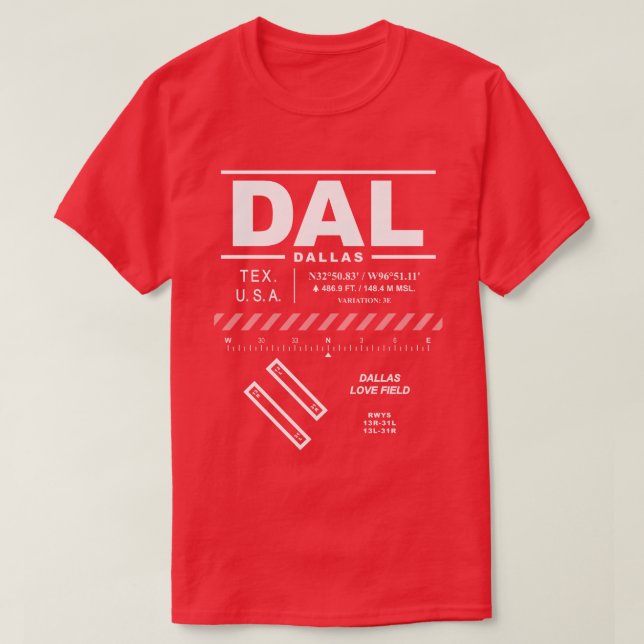 Camiseta Dallas Love Field Airport DAL T Shirt (Frente do Design)