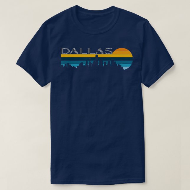 Camiseta Dallas SkylineVintage Retro Sunset Dallas Cityscap (Frente do Design)
