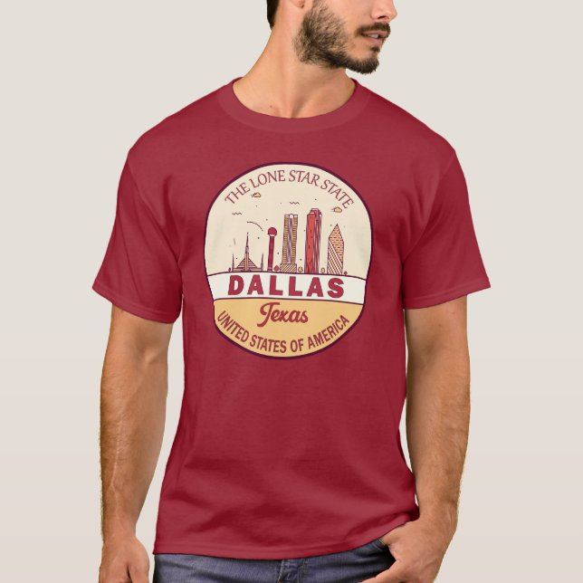 Camiseta Dallas Texas City Skyline Emblem (Frente)