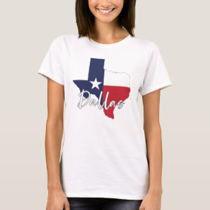 Camiseta Dallas, Texas Flag Map White de Mulheres
