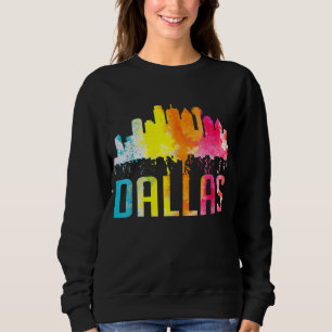 Camiseta Dallas Texas Retro Watercolor Skyline Souvenir