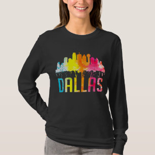 Camiseta Dallas Texas Retro Watercolor Skyline Souvenir