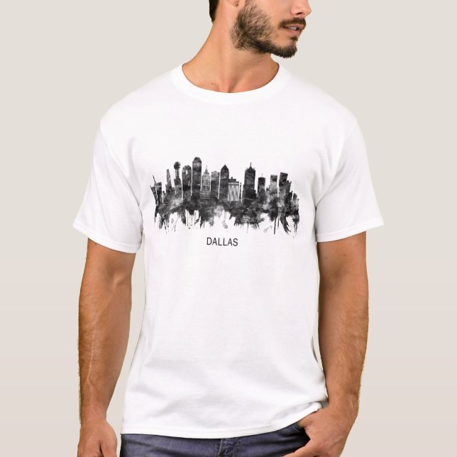 Camiseta Dallas Texas Skyline BW (Frente)