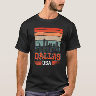 Camiseta Dallas Texas USA Retro Vintage Sunset Skyline Dall
