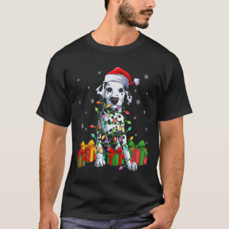 Camiseta Dalmacial Santa Hat Ugly Christmas Lighting — Clas