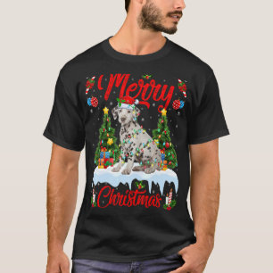 Camiseta Dalmaciano Lights Xmas Tree Papais noeis Dalmacian