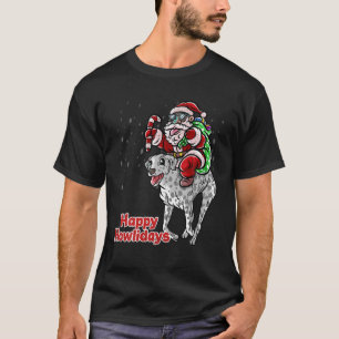 Camiseta Dalmaciano Papai Noel Feliz Cachorro de Natal X Mã