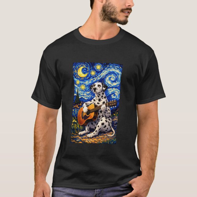 Camiseta Dálmata Tocando Violão Arte Caprichosa Cachorro Mú (Frente)