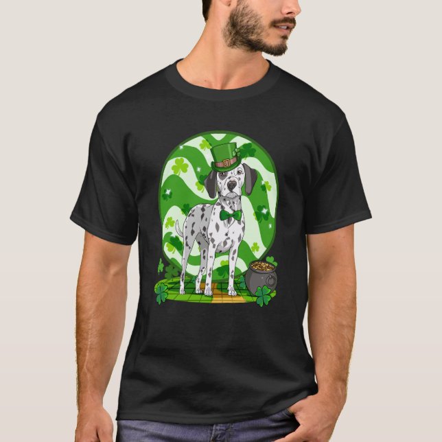 Camiseta Dalmatian Cute Leprechaun Dog St Patricks Day (Frente)