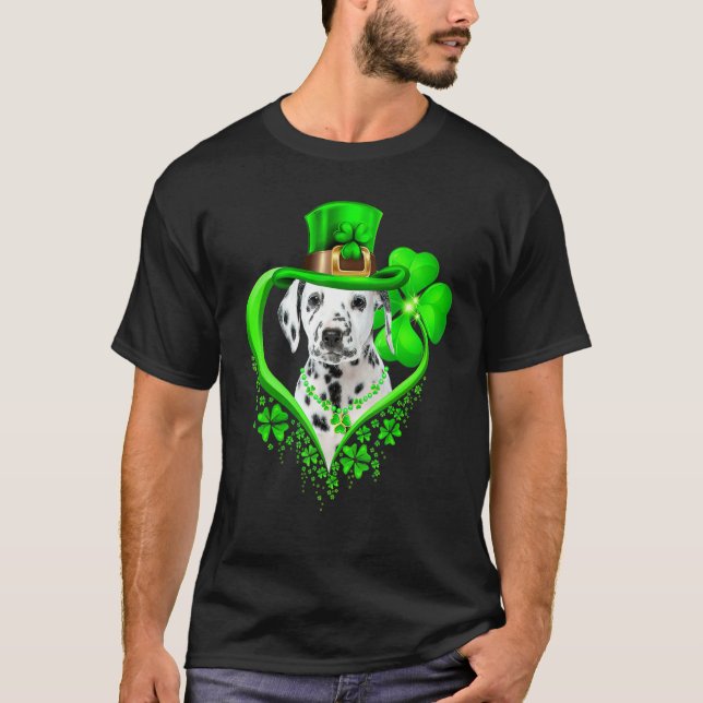 Camiseta Dalmatian Dog St Patricks Day Lover Irish Shamrock (Frente)