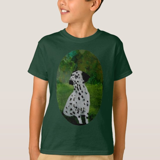 Camiseta Dalmatian manchado da arte do cão (Frente)
