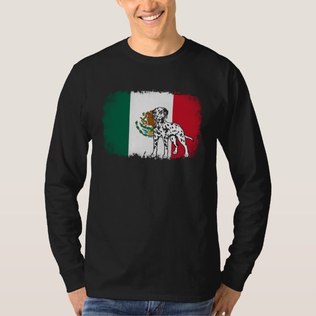 Camiseta Dalmatian vintage Mexico Mexican flag dog (Frente)