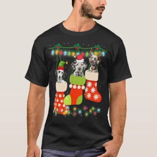 Camiseta Dalmático De Natal Canto Em Sock Reindeer San