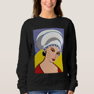 Camiseta Dama Art Déco Moderna com Turbante