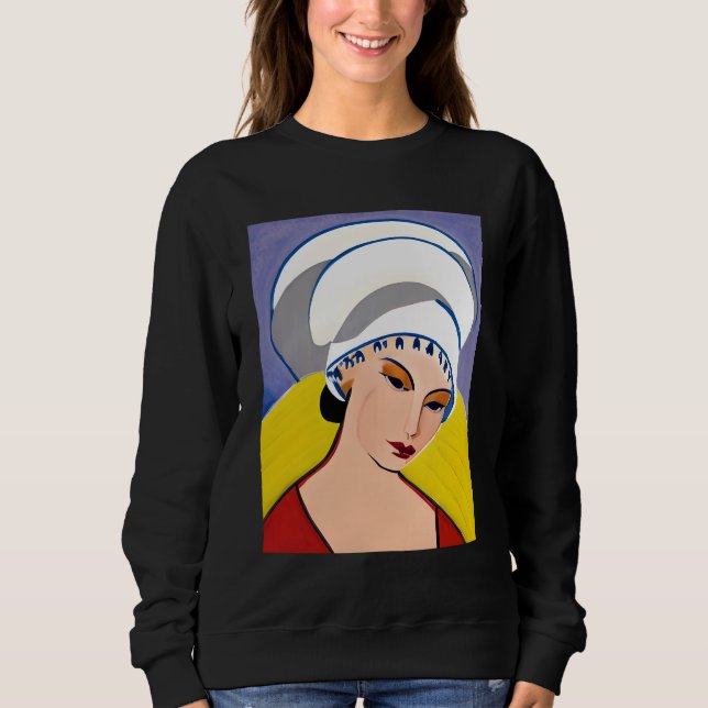 Camiseta Dama Art Déco Moderna com Turbante (Frente)