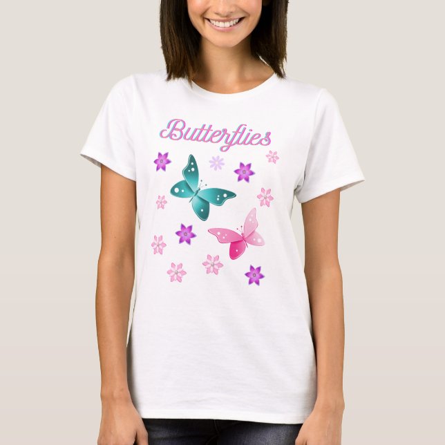 Camiseta Dama con mariposas (Frente)
