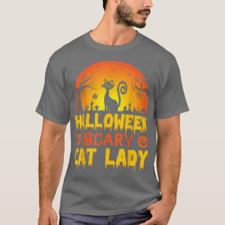 Camiseta Dama de Gato Assustador do Halloween, Dia das Brux