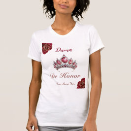Camiseta Dama de Honor Rosa vermelha Quinceañera Name Space