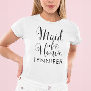 Camiseta Dama de Honra Caligrafia Nome de Casamento