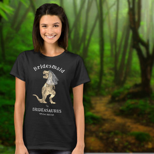 Camiseta Dama de honra de casamento de dinossauro para Brid