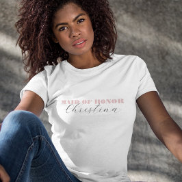 Camiseta Dama de Honra em Script Negrito Rosa Empoeirado em