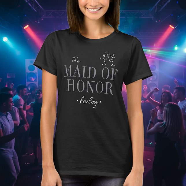 Camiseta Dama de Honra Minimalista Moderna Solteira (Criador carregado)
