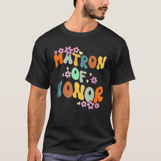Camiseta Dama de Honra Retro Groovy Damas de Honra Despedid