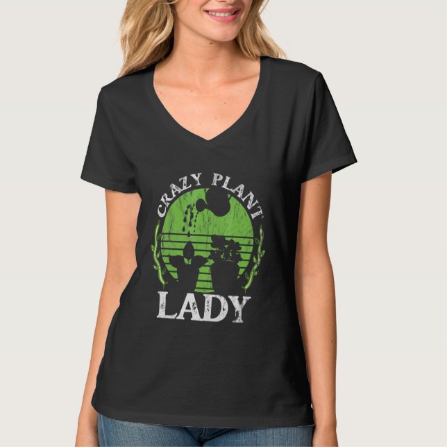 Camiseta Dama De Planta Louca Para Jardinagem (Frente)