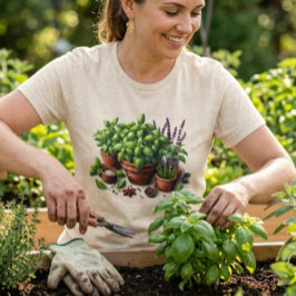 Camiseta Dama de Plantas de Manjericão de Jardim